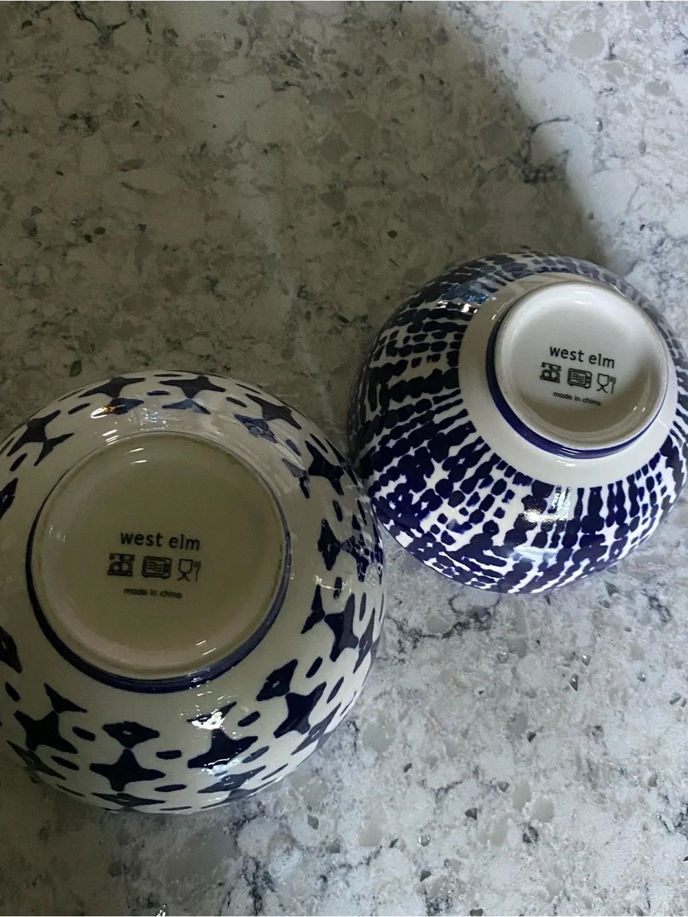 West Elm Blue indigo tie-dye Nesting Bowl set of 2